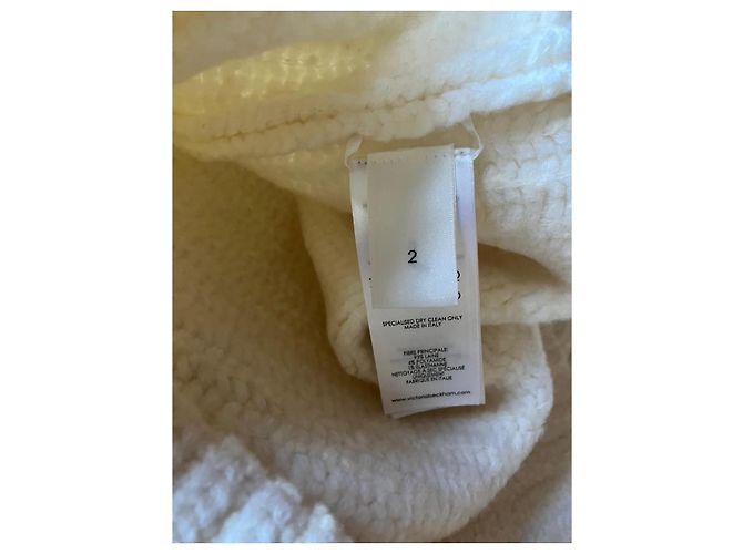 Victoria Beckham Rollkragenpullover aus weißer Wolle mit Ballonärmeln - Ansicht 2