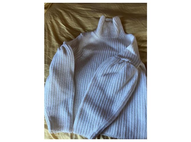Victoria Beckham Rollkragenpullover aus weißer Wolle mit Ballonärmeln - Ansicht 4