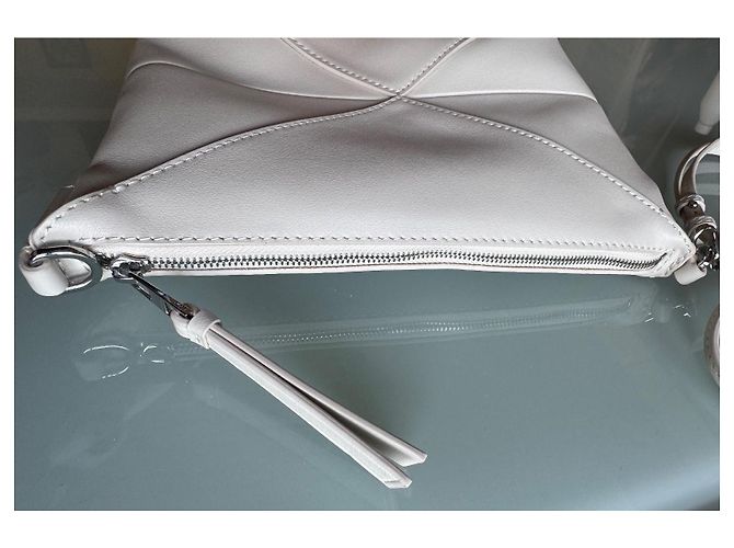 Borsa a mano Loewe Puzzle in Pelliccia Beige Bianco sporco - vista 5