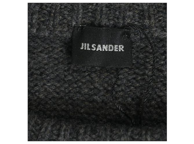 Jil Sander Strickpullover mit Musterdetail in grauer Wolle. - Ansicht 4