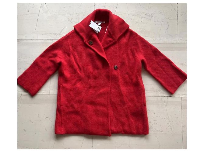 Diane Von Furstenberg Cappotto oversize in lana e angora per donna Rosso - vista 4