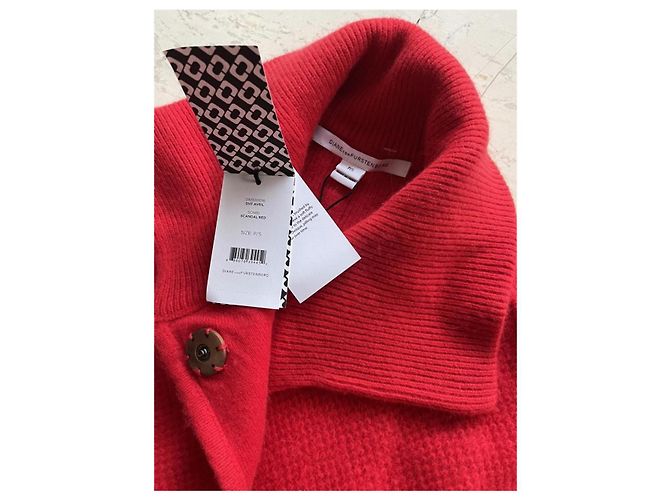 Diane Von Furstenberg Cappotto oversize in lana e angora per donna Rosso - vista 6
