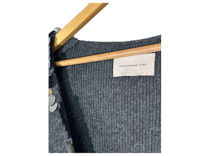 Christopher Kane Pailletten Cardigan Oversize Grau Wolle - Ansicht 11