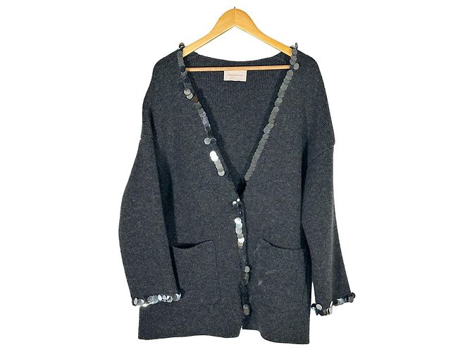 Christopher Kane Pailletten Cardigan Oversize Grau Wolle - Ansicht 5