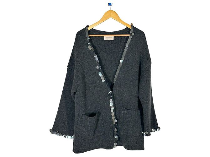 Christopher Kane Pailletten Cardigan Oversize Grau Wolle - Ansicht 6
