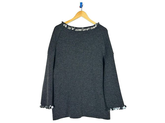 Christopher Kane Pailletten Cardigan Oversize Grau Wolle - Ansicht 7