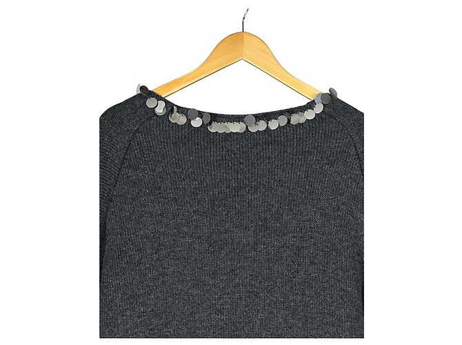 Christopher Kane Pailletten Cardigan Oversize Grau Wolle - Ansicht 9