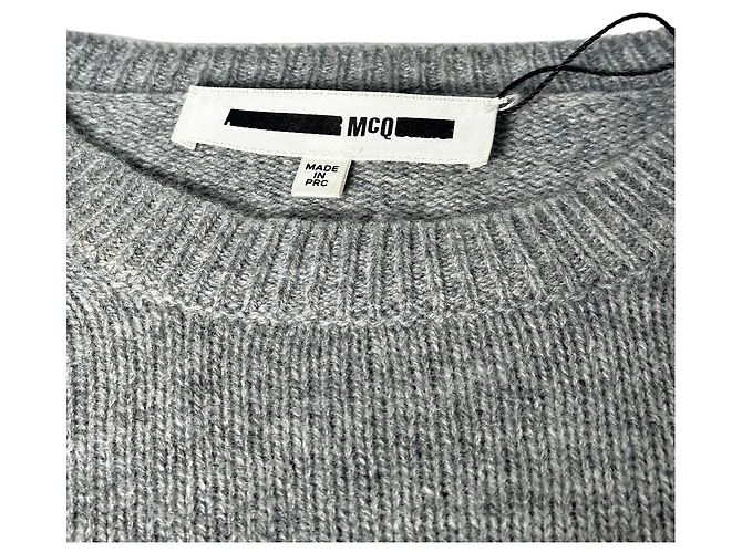 Alexander McQueen Suéter de lã com ombros descobertos cinza - vista 6