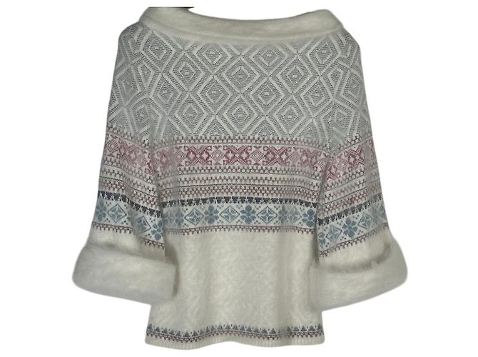 Fair Isle Angora Pullover von JOHN GALLIANO Pink Weiß Blau - Ansicht 5