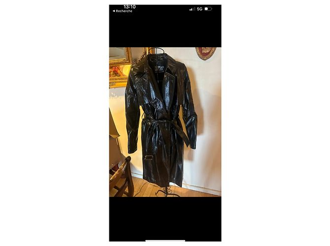 Gabardina de vinilo negra Yves Saint Laurent Talla 36 Negro - vista 2