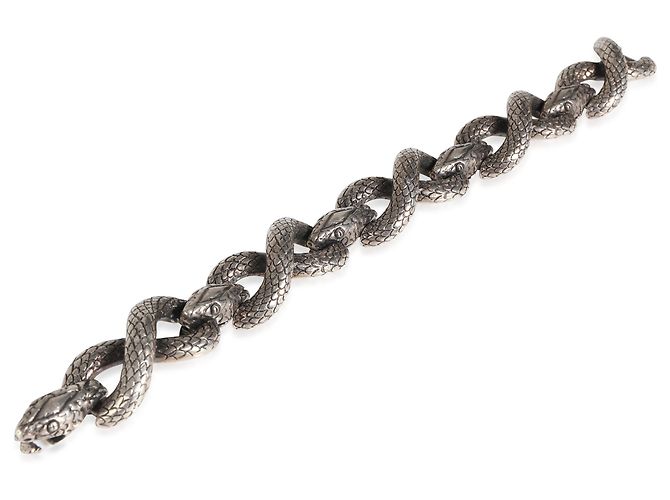 Yves Saint Laurent Pulsera Snake Link YSL en tono plateado - vista 3