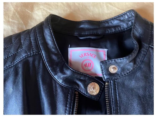 Versace For H&M Leder Bikerjacke Schwarz Größe 36 - Ansicht 2