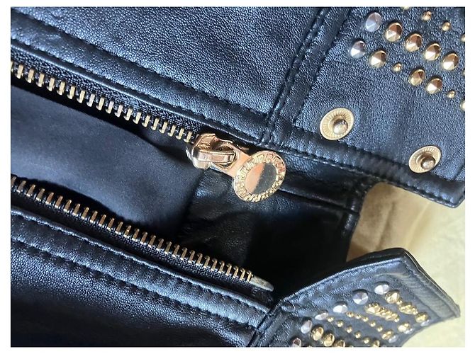 Versace For H&M Leder Bikerjacke Schwarz Größe 36 - Ansicht 3