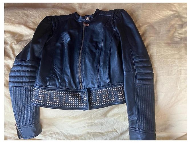 Versace For H&M Leder Bikerjacke Schwarz Größe 36 - Ansicht 7