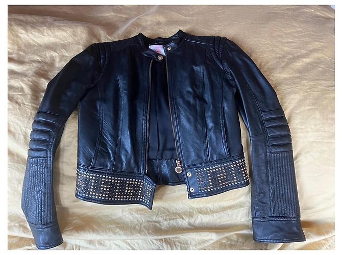 Versace For H&M Leder Bikerjacke Schwarz Größe 36 - Ansicht 9