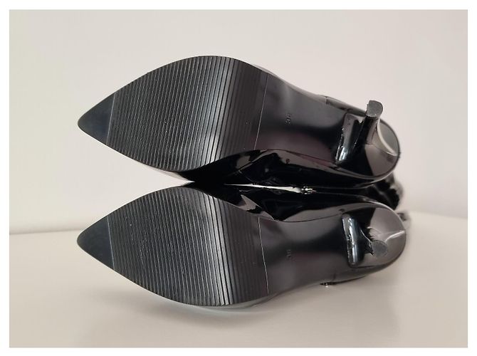 Autre Marque Schwarze kniehohe Stiefel aus Kunstleder mit Absatz - Ansicht 13
