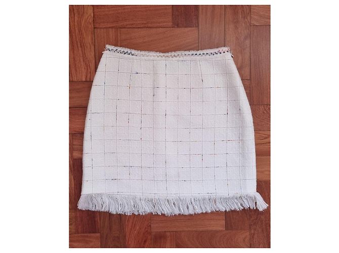 Minifalda de tweed blanca con flecos Claudie Pierlot - vista 3