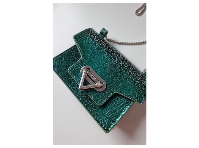 Autre Marque Salar Milano Bebe Crackle mini borsa in pelle verde - vista 12