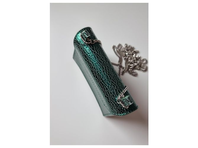 Autre Marque Salar Milano Bebe Crackle mini borsa in pelle verde - vista 14