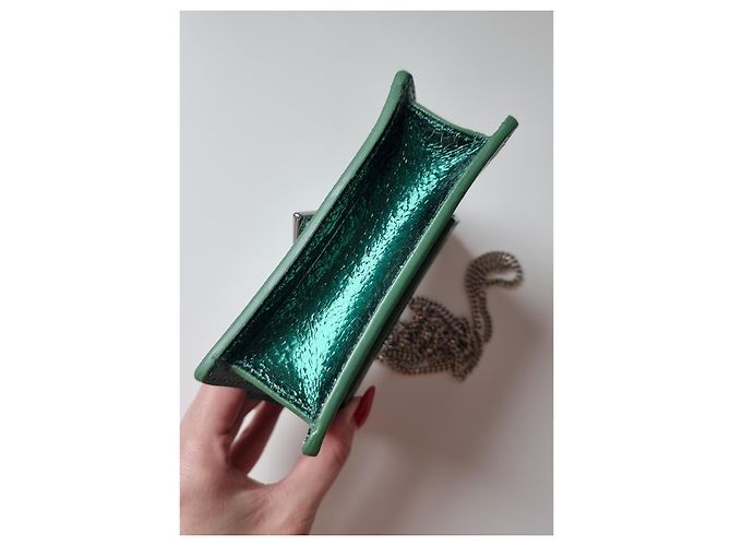 Autre Marque Salar Milano Bebe Crackle mini borsa in pelle verde - vista 15