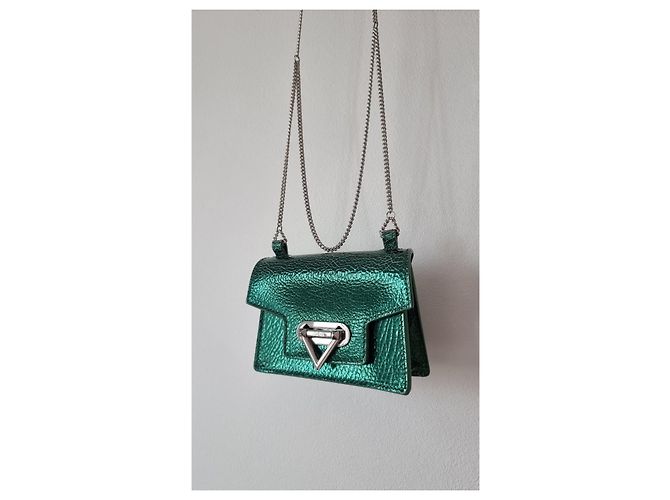 Autre Marque Salar Milano Bebe Crackle mini borsa in pelle verde - vista 2