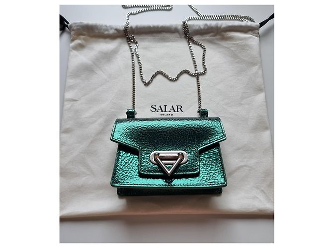 Autre Marque Salar Milano Bebe Crackle mini borsa in pelle verde - vista 4
