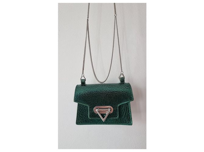 Autre Marque Salar Milano Bebe Crackle mini borsa in pelle verde - vista 6