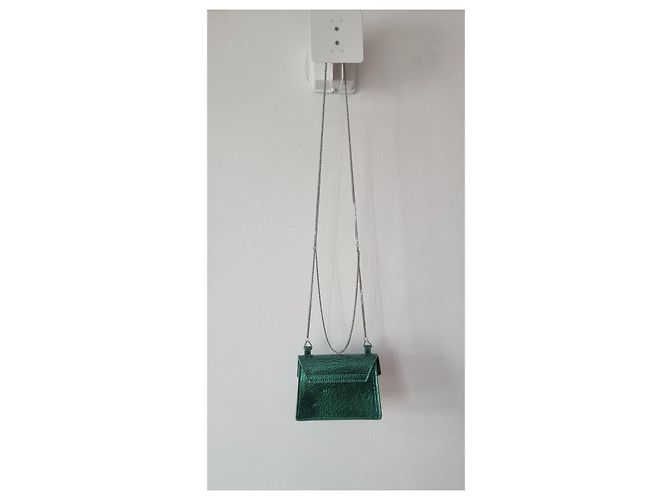 Autre Marque Salar Milano Bebe Crackle mini borsa in pelle verde - vista 7