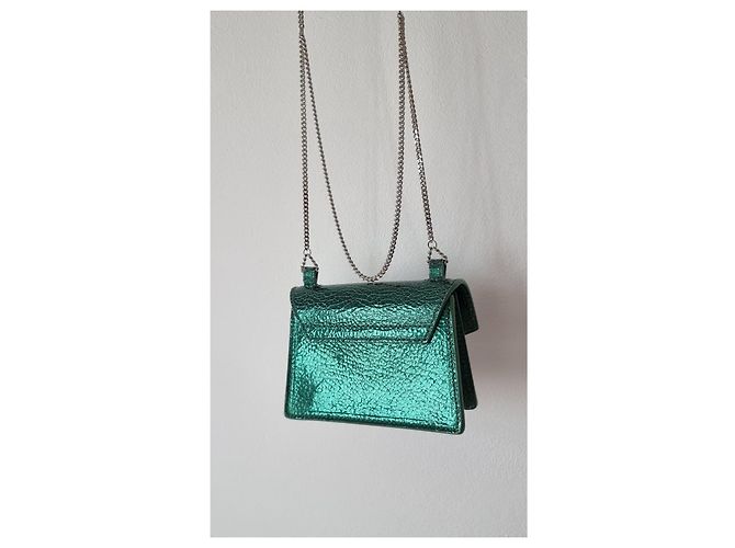 Autre Marque Salar Milano Bebe Crackle mini borsa in pelle verde - vista 8