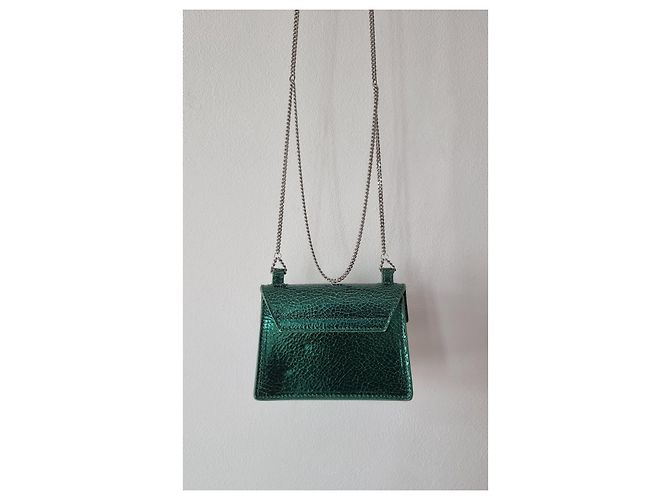 Autre Marque Salar Milano Bebe Crackle mini borsa in pelle verde - vista 9