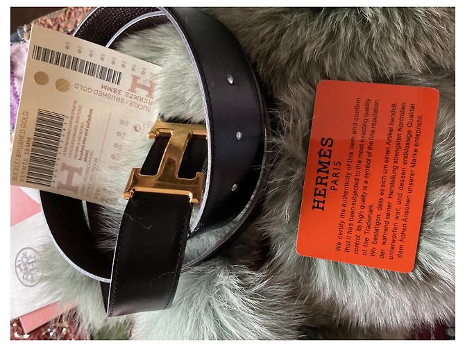 Hermès Cinto Hermes com fivela de placa dourada Preto - vista 10