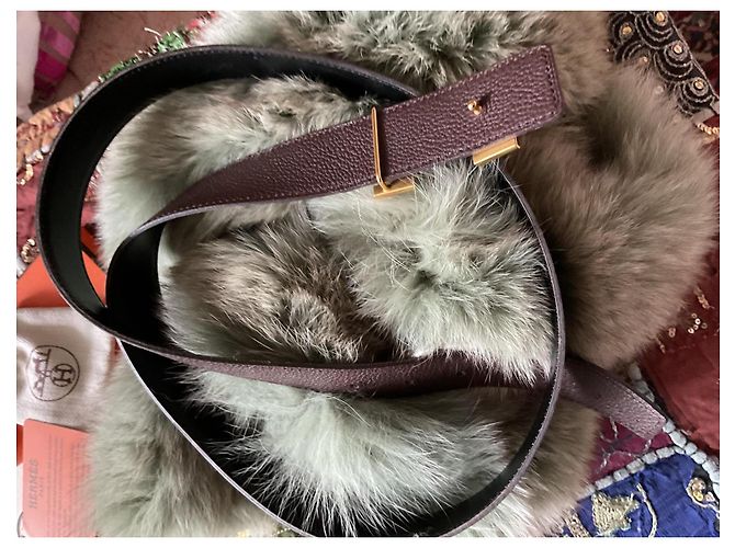 Hermès Cinto Hermes com fivela de placa dourada Preto - vista 4