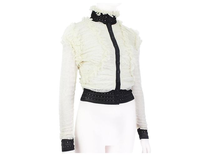 Cárdigan de encaje fruncido Alexander McQueen Negro Crudo - vista 2