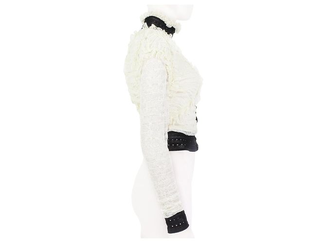 Cárdigan de encaje fruncido Alexander McQueen Negro Crudo - vista 3