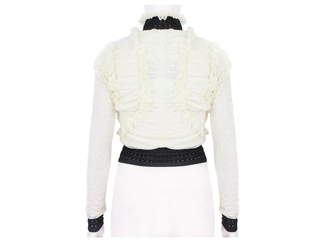 Cárdigan de encaje fruncido Alexander McQueen Negro Crudo - vista 5
