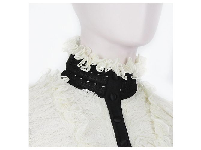 Cárdigan de encaje fruncido Alexander McQueen Negro Crudo - vista 6