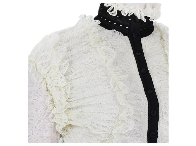 Cárdigan de encaje fruncido Alexander McQueen Negro Crudo - vista 7