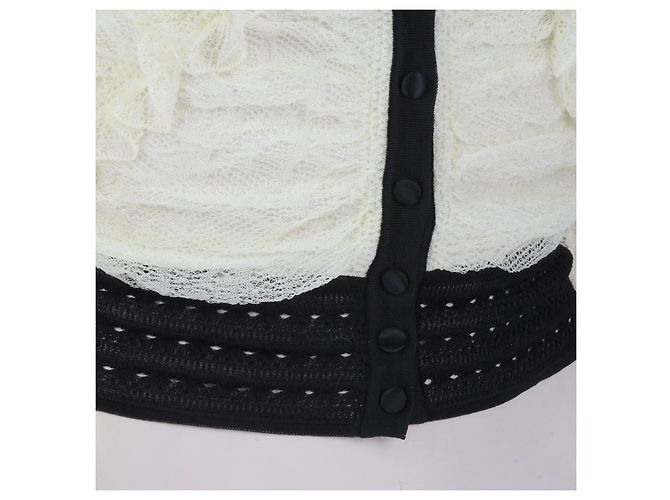 Cárdigan de encaje fruncido Alexander McQueen Negro Crudo - vista 8