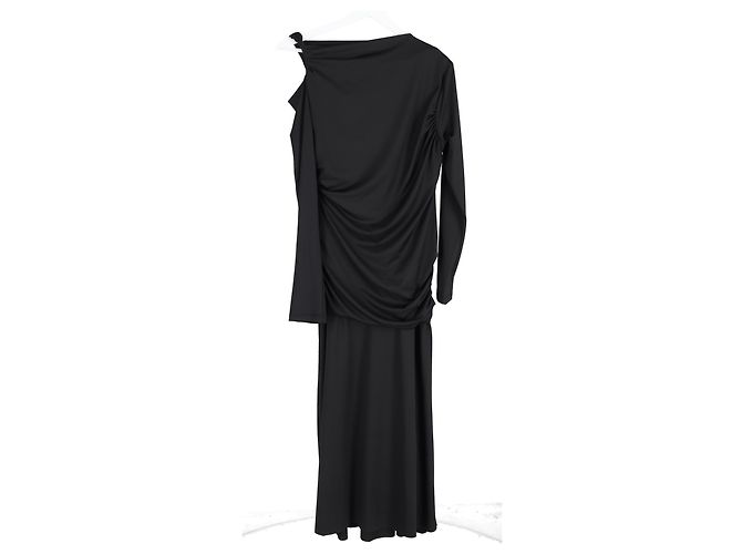 Victoria Beckham Midi-Kleid mit Rüschendetails aus schwarzem Polyester - Ansicht 4