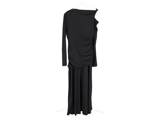 Victoria Beckham Midi-Kleid mit Rüschendetails aus schwarzem Polyester - Ansicht 5
