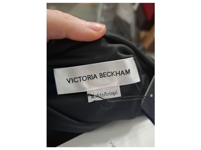 Victoria Beckham Midi-Kleid mit Rüschendetails aus schwarzem Polyester - Ansicht 6