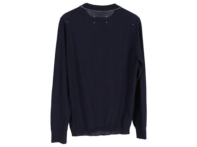 Maison Martin Margiela Maison Margiela Strickpullover aus marineblauer Wolle mit Rundhalsausschnitt - Ansicht 2