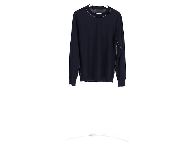 Maison Martin Margiela Maison Margiela Strickpullover aus marineblauer Wolle mit Rundhalsausschnitt - Ansicht 4