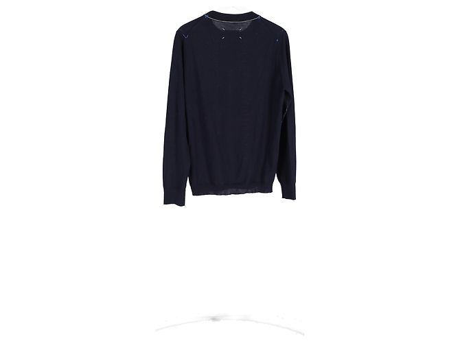 Maison Martin Margiela Maison Margiela Strickpullover aus marineblauer Wolle mit Rundhalsausschnitt - Ansicht 5