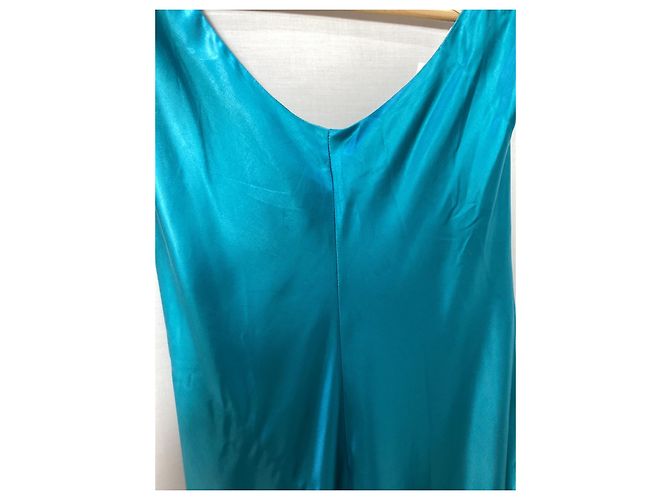 Vestido midi sin mangas en V turquesa de poliéster de Jason Wu - vista 10