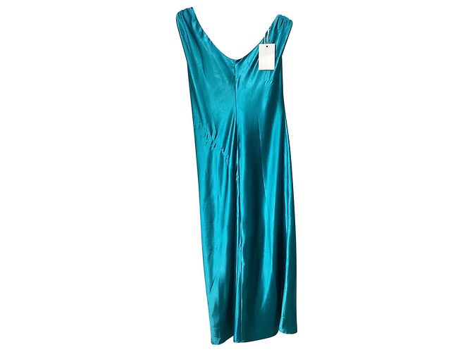 Vestido midi sin mangas en V turquesa de poliéster de Jason Wu - vista 2