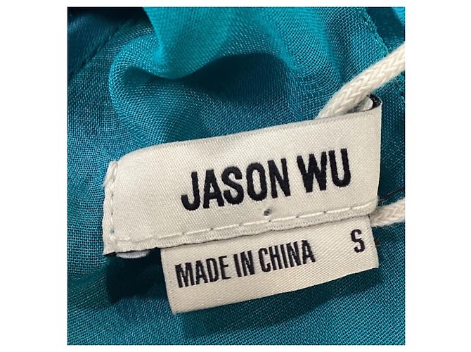 Vestido midi sin mangas en V turquesa de poliéster de Jason Wu - vista 3