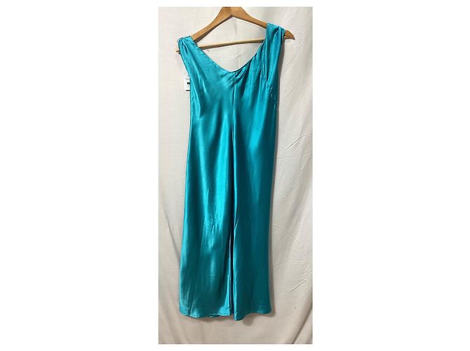 Vestido midi sin mangas en V turquesa de poliéster de Jason Wu - vista 6