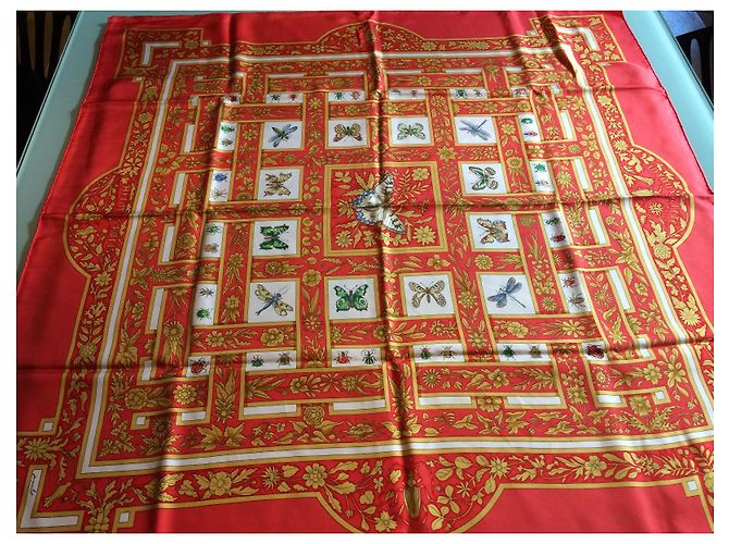Sciarpa in seta Hermès Jewels of Summer Corallo 90x90 - vista 2