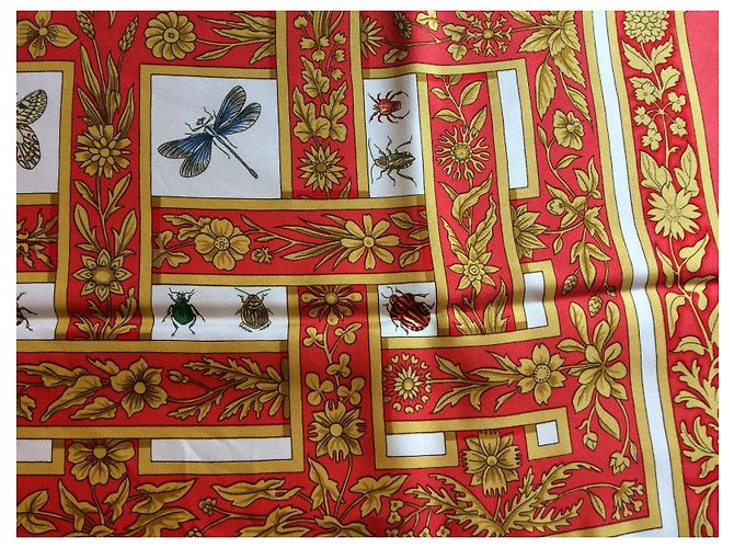 Sciarpa in seta Hermès Jewels of Summer Corallo 90x90 - vista 6